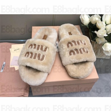 Miu Miu SHEARLING SLIDES beige 2024SS