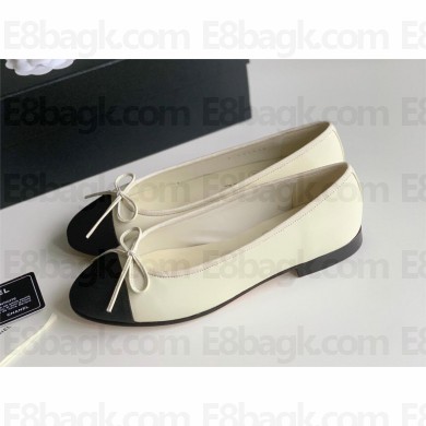 Chanel Calfskin & Grosgrain Ivory & Black ballet flats 2024