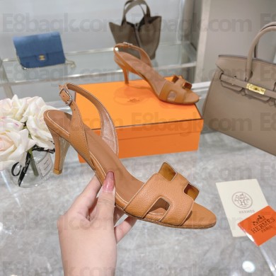 HERMES 7CM Eternite SANDALS IN EPSOM LEATHER tan