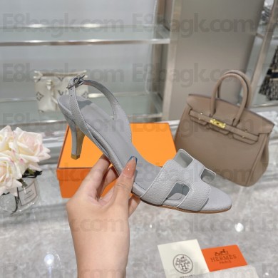 HERMES 7CM Eternite SANDALS IN EPSOM LEATHER gray
