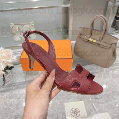 HERMES 7CM Eternite SANDALS IN EPSOM LEATHER burgundy