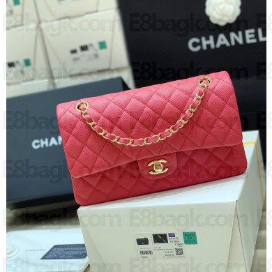 Chanel Original Quality Medium Classic Flap Bag 1112 in Caviar Leather ROUGE with Gold Hardware