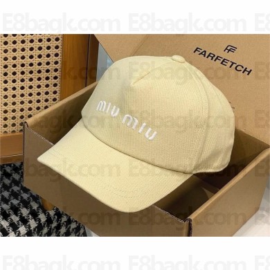 Miu Miu Drill baseball cap 5HC179 light yellow 2024