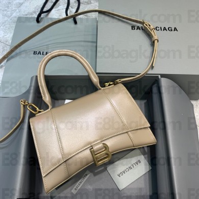 BALENCIAGA  Hourglass Small Handbag in light gray shiny box calfskin 2022