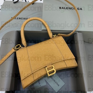 BALENCIAGA Hourglass Small Handbag in yellow glitter material 2022