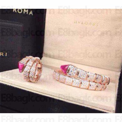 Bvlgari Serpenti Rubellite & Diamond Bracelet & Ring