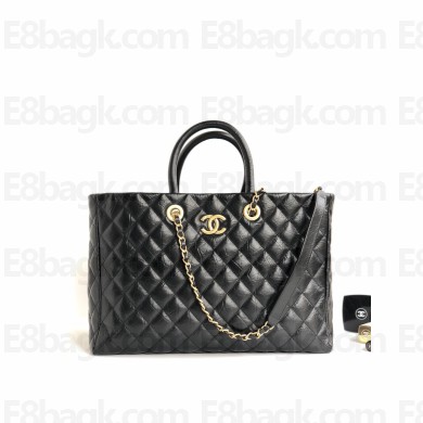 chanel black coco handle shopping calfskin large tote