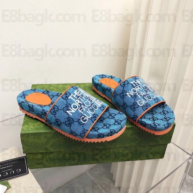 The North Face x Gucci GG slides blue 2022