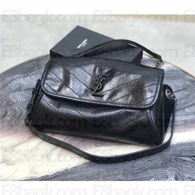 Saint Laurent NIKI BODY BAG 111682 IN CRINKLED VINTAGE LEATHER BLACK