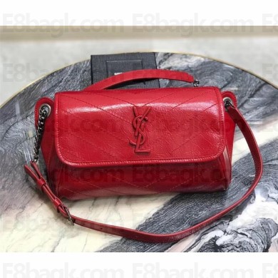 Saint Laurent NIKI BODY BAG 111682 IN CRINKLED VINTAGE LEATHER RED