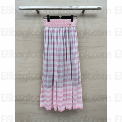 CHANEL PINK STRIPED SKIRT 2024SS