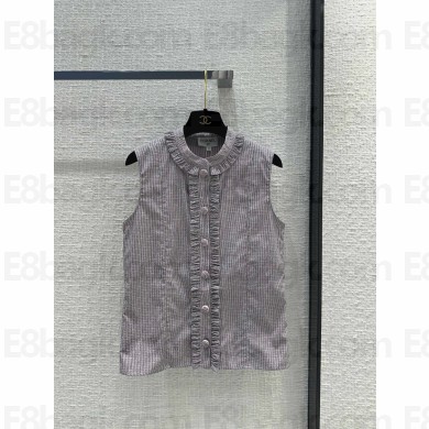 chanel Cotton Light Pink & Black Blouse P76707 2024