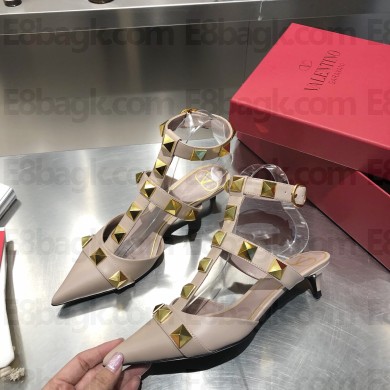VALENTINO GARAVANI Roman Stud Mule in calfskin 40mm nude pink 2020