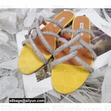 Aquazzura Crystal Straps Moondust Flats Yellow 2022