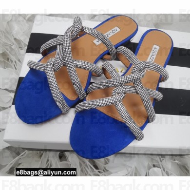 Aquazzura Crystal Straps Moondust Flats Blue 2022