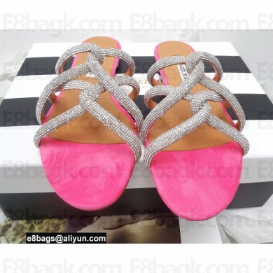 Aquazzura Crystal Straps Moondust Flats Pink 2022