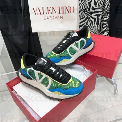 Valentino LACE AND MESH LACERUNNER SNEAKER green/blue 2022