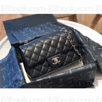 Chanel Caviar grained calfskin Classic Flap bag in BLACK A01116 with SILVER hardware(original quality)
