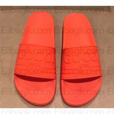 Gucci Logo Rubber Slide Sandals Orange 2019