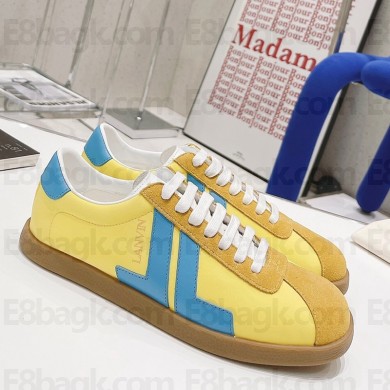  LANVIN Suede stitching cowhide and nylon fabric casual shoes Yellow LAs004