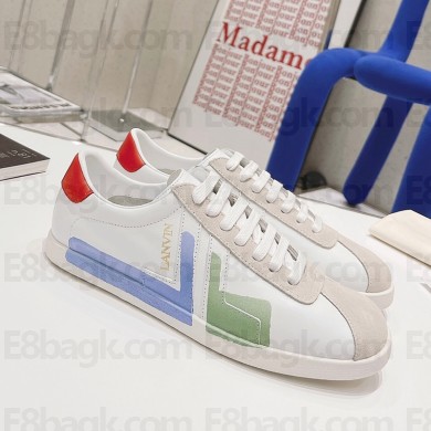  LANVIN Suede stitching cowhide and nylon fabric casual shoes White LAs011