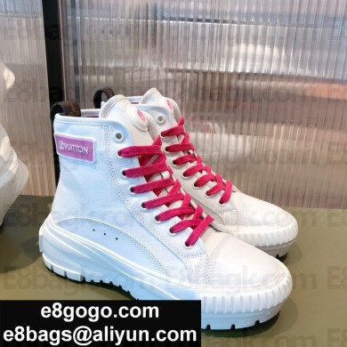 Louis Vuitton Squad Full-grain cowhide / canvas High-top sneakers in White Ls018