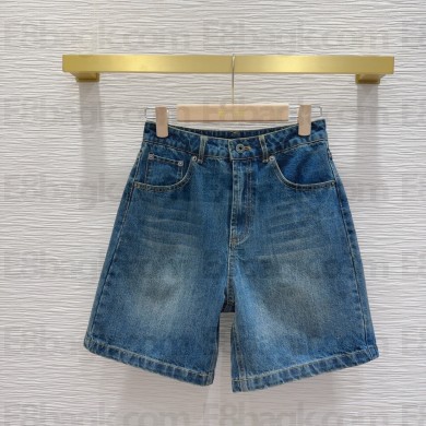 MIU MIU NAVY Washed denim Bermudas 2025