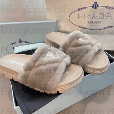 Prada Wool cotton slippers in grey   P69