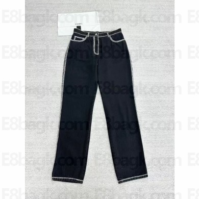 chanel BLACK/ WHITE WASHED DENIM JEANS 2024