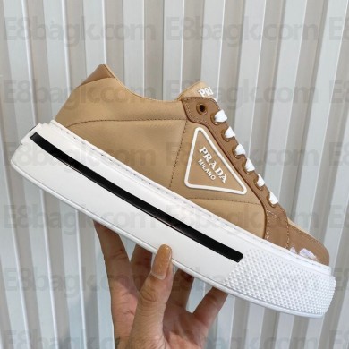 Prada Sheepskin Lining Platform Sneakers in Brown P04 2021