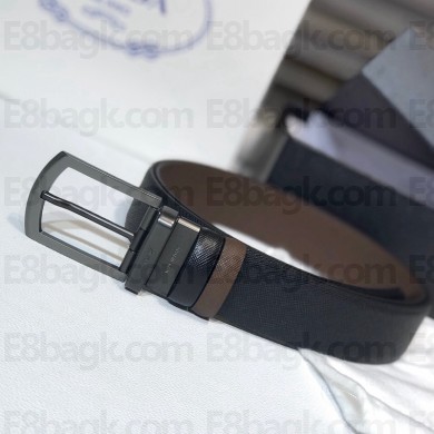 Prada Double-sided cowhide belt in black/brown     Py002