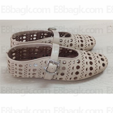Alaia openwork calfskin Ballerinas nude pink 2023