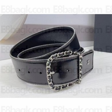 chanel 4cm Calfskin & Metal Black & Gold Belt AAA453 2024
