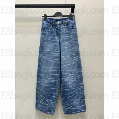 CHANEL Light Blue Printed Washed Denim JEANS P79059 2025