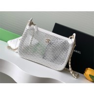Chanel Mesh, Shiny Lambskin & Gold-Tone Metal Clutch With Chain AP4572 WHITE 2025