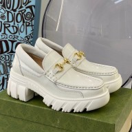 Gucci Cowhide open edge beads Platform loafers in white  Gs301