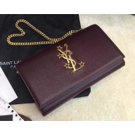 SAINT LAURENT MONOGRAM SAINT LAURENT CHAIN WALLET IN BLACK GRAIN DE POUDRE TEXTURED LEATHER 447933