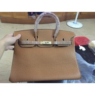 Hermes Birkin 30/35 Bag in Original Togo Leather Bag with gold/silver hardware tan