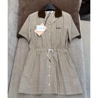 Miu Miu Checked mini-dress Cork Beige MF5712 2025