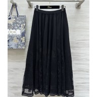 Dior Flared Mid-Length Skirt Black Dior Chardons Cotton-Blend Lace 2025 