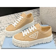 PRADA Double Wheel Re-Nylon gabardine sneakers beige 2024