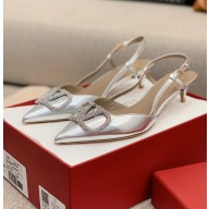 Valentino Crystal sheepskin Kitten heel sandals in silver    Vs052