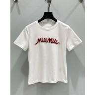 MIU MIU COTTON T-SHIRT WHITE 01 2025 