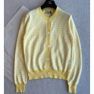 Fendi cotton knit sweater yellow 2025