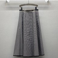 Dior Houndstooth zipper long skirt 2025