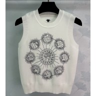 Dior Knitted embroid Tank Top white 02 2025