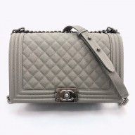 Chanel Calfskin Caviar grain leather Flap bag in Gray A67086 
