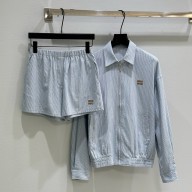 Miu Miu denim striped jacket + shorts 2025