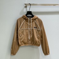 Miu Miu Technical silk blouson jacket ML1299 Sesame  2025