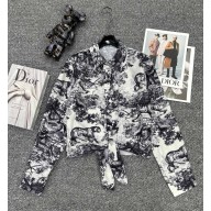 Dior Dioriviera Cropped Tied Blouse White and Deep Blue Toile de Jouy Sauvage Cotton and Silk Poplin 2025